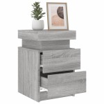 vidaXL Noptieră cu lumini LED, gri sonoma, 35x39x55 cm vidaXL Noptieră cu lumini LED, gri sonoma, 35x39x55 cm