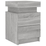 vidaXL Noptieră cu lumini LED, gri sonoma, 35x39x55 cm vidaXL Noptieră cu lumini LED, gri sonoma, 35x39x55 cm