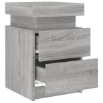 vidaXL Noptieră cu lumini LED, gri sonoma, 35x39x55 cm vidaXL Noptieră cu lumini LED, gri sonoma, 35x39x55 cm