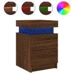 vidaXL Noptieră cu lumini LED, stejar maro, 35x39x55 cm vidaXL Noptieră cu lumini LED, stejar maro, 35x39x55 cm