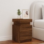 vidaXL Noptieră cu lumini LED, stejar maro, 35x39x55 cm vidaXL Noptieră cu lumini LED, stejar maro, 35x39x55 cm