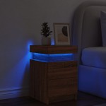 vidaXL Noptieră cu lumini LED, stejar maro, 35x39x55 cm vidaXL Noptieră cu lumini LED, stejar maro, 35x39x55 cm