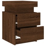 vidaXL Noptieră cu lumini LED, stejar maro, 35x39x55 cm vidaXL Noptieră cu lumini LED, stejar maro, 35x39x55 cm