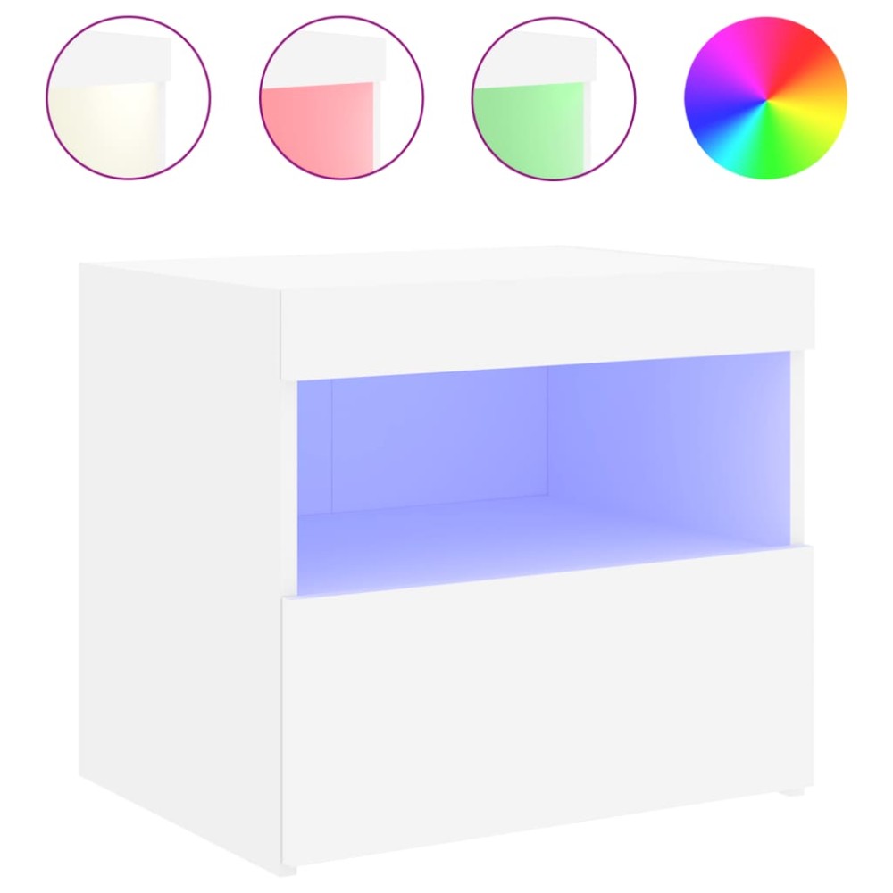 vidaXL Noptieră cu lumini LED, alb, 50x40x45 cm