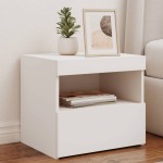 vidaXL Noptieră cu lumini LED, alb, 50x40x45 cm vidaXL Noptieră cu lumini LED, alb, 50x40x45 cm