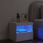 vidaXL Noptieră cu lumini LED, alb, 50x40x45 cm vidaXL Noptieră cu lumini LED, alb, 50x40x45 cm