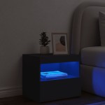 vidaXL Noptieră cu lumini LED, negru, 50x40x45 cm vidaXL Noptieră cu lumini LED, negru, 50x40x45 cm
