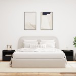 vidaXL Noptiere cu lumini LED, 2 buc., negru, 50x40x45 cm