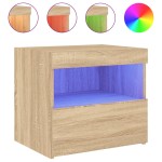 vidaXL Noptieră cu lumini LED, stejar sonoma, 50x40x45 cm vidaXL Noptieră cu lumini LED, stejar sonoma, 50x40x45 cm