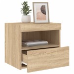vidaXL Noptieră cu lumini LED, stejar sonoma, 50x40x45 cm vidaXL Noptieră cu lumini LED, stejar sonoma, 50x40x45 cm