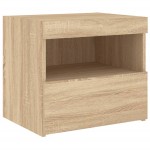 vidaXL Noptieră cu lumini LED, stejar sonoma, 50x40x45 cm vidaXL Noptieră cu lumini LED, stejar sonoma, 50x40x45 cm