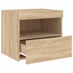 vidaXL Noptieră cu lumini LED, stejar sonoma, 50x40x45 cm vidaXL Noptieră cu lumini LED, stejar sonoma, 50x40x45 cm