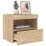 vidaXL Noptiere cu lumini LED, 2 buc., stejar sonoma, 50x40x45 cm