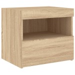 vidaXL Noptiere cu lumini LED, 2 buc., stejar sonoma, 50x40x45 cm
