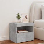 vidaXL Noptieră cu lumini LED, gri beton, 50x40x45 cm vidaXL Noptieră cu lumini LED, gri beton, 50x40x45 cm