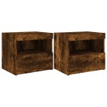 vidaXL Noptiere cu lumini LED, 2 buc., stejar fumuriu, 50x40x45 cm vidaXL Noptiere cu lumini LED, 2 buc., stejar fumuriu, 50x40x45 cm