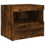 vidaXL Noptiere cu lumini LED, 2 buc., stejar fumuriu, 50x40x45 cm vidaXL Noptiere cu lumini LED, 2 buc., stejar fumuriu, 50x40x45 cm