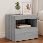 vidaXL Noptieră cu lumini LED, gri sonoma, 50x40x45 cm vidaXL Noptieră cu lumini LED, gri sonoma, 50x40x45 cm