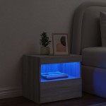 vidaXL Noptieră cu lumini LED, gri sonoma, 50x40x45 cm vidaXL Noptieră cu lumini LED, gri sonoma, 50x40x45 cm