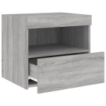 vidaXL Noptieră cu lumini LED, gri sonoma, 50x40x45 cm vidaXL Noptieră cu lumini LED, gri sonoma, 50x40x45 cm