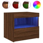 vidaXL Noptiere cu lumini LED, 2 buc., stejar maro, 50x40x45 cm vidaXL Noptiere cu lumini LED, 2 buc., stejar maro, 50x40x45 cm