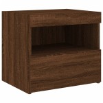 vidaXL Noptiere cu lumini LED, 2 buc., stejar maro, 50x40x45 cm vidaXL Noptiere cu lumini LED, 2 buc., stejar maro, 50x40x45 cm