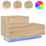 vidaXL Noptieră cu lumini LED, stejar sonoma, 70x36x40,5 cm vidaXL Noptieră cu lumini LED, stejar sonoma, 70x36x40,5 cm