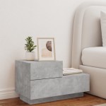 vidaXL Noptieră cu lumini LED, gri beton, 70x36x40,5 cm vidaXL Noptieră cu lumini LED, gri beton, 70x36x40,5 cm
