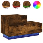 vidaXL Noptieră cu lumini LED, stejar fumuriu, 70x36x40,5 cm vidaXL Noptieră cu lumini LED, stejar fumuriu, 70x36x40,5 cm