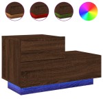 vidaXL Noptieră cu lumini LED, stejar maro, 70x36x40,5 cm vidaXL Noptieră cu lumini LED, stejar maro, 70x36x40,5 cm