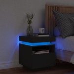 vidaXL Noptieră cu lumini LED, negru, 40x39x48,5 cm vidaXL Noptieră cu lumini LED, negru, 40x39x48,5 cm