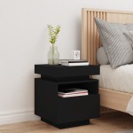 vidaXL Noptieră cu lumini LED, negru, 40x39x48,5 cm vidaXL Noptieră cu lumini LED, negru, 40x39x48,5 cm