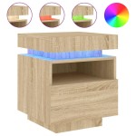 vidaXL Noptieră cu lumini LED, stejar sonoma, 40x39x48,5 cm vidaXL Noptieră cu lumini LED, stejar sonoma, 40x39x48,5 cm