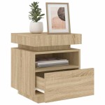 vidaXL Noptieră cu lumini LED, stejar sonoma, 40x39x48,5 cm vidaXL Noptieră cu lumini LED, stejar sonoma, 40x39x48,5 cm