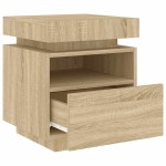 vidaXL Noptieră cu lumini LED, stejar sonoma, 40x39x48,5 cm vidaXL Noptieră cu lumini LED, stejar sonoma, 40x39x48,5 cm