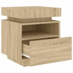 vidaXL Noptiere cu lumini LED, 2 buc., stejar sonoma, 40x39x48,5 cm