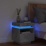 vidaXL Noptieră cu lumini LED, gri beton, 40x39x48,5 cm vidaXL Noptieră cu lumini LED, gri beton, 40x39x48,5 cm
