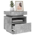 vidaXL Noptieră cu lumini LED, gri beton, 40x39x48,5 cm vidaXL Noptieră cu lumini LED, gri beton, 40x39x48,5 cm