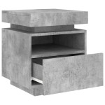 vidaXL Noptieră cu lumini LED, gri beton, 40x39x48,5 cm vidaXL Noptieră cu lumini LED, gri beton, 40x39x48,5 cm