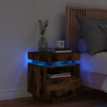 vidaXL Noptieră cu lumini LED, stejar sonoma, 40x39x48,5 cm vidaXL Noptieră cu lumini LED, stejar sonoma, 40x39x48,5 cm