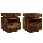 vidaXL Noptiere cu lumini LED, 2 buc., stejar fumuriu, 40x39x48,5 cm vidaXL Noptiere cu lumini LED, 2 buc., stejar fumuriu, 40x39x48,5 cm