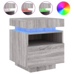 vidaXL Noptieră cu lumini LED, sonoma gri, 40x39x48,5 cm vidaXL Noptieră cu lumini LED, sonoma gri, 40x39x48,5 cm