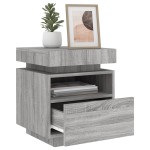 vidaXL Noptieră cu lumini LED, sonoma gri, 40x39x48,5 cm vidaXL Noptieră cu lumini LED, sonoma gri, 40x39x48,5 cm