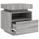 vidaXL Noptieră cu lumini LED, sonoma gri, 40x39x48,5 cm vidaXL Noptieră cu lumini LED, sonoma gri, 40x39x48,5 cm