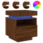 vidaXL Noptieră cu lumini LED, stejar maro, 40x39x48,5 cm vidaXL Noptieră cu lumini LED, stejar maro, 40x39x48,5 cm