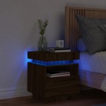 vidaXL Noptieră cu lumini LED, stejar maro, 40x39x48,5 cm vidaXL Noptieră cu lumini LED, stejar maro, 40x39x48,5 cm