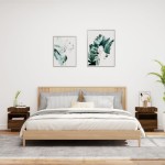 vidaXL Noptiere cu lumini LED, 2 buc., stejar maro, 40x39x48,5 cm
