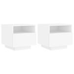 vidaXL Noptiere cu lumini LED, 2 buc., alb, 40x39x37 cm