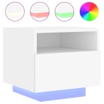 vidaXL Noptiere cu lumini LED, 2 buc., alb, 40x39x37 cm