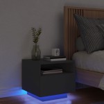 vidaXL Noptieră cu lumini LED, negru, 40x39x37 cm vidaXL Noptieră cu lumini LED, negru, 40x39x37 cm